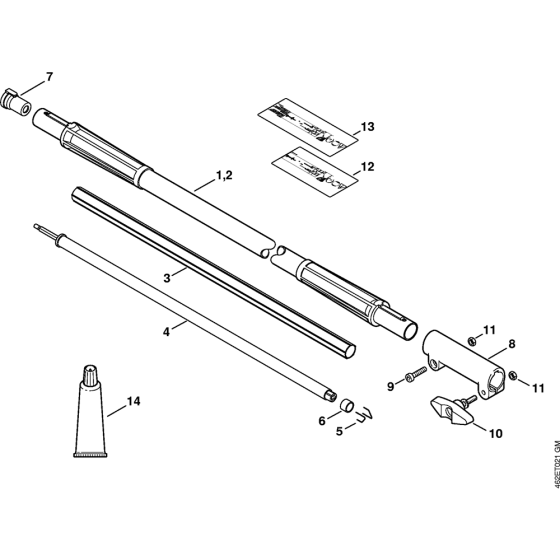 Carbon Drive tube extension 1 m HT-KM, HL-KM for Stihl KM100 KM100R KM110R KombiEngine