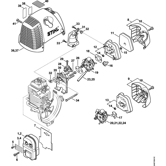 Muffler, Air filter for Stihl KM100 KM100R KM110R KombiEngine