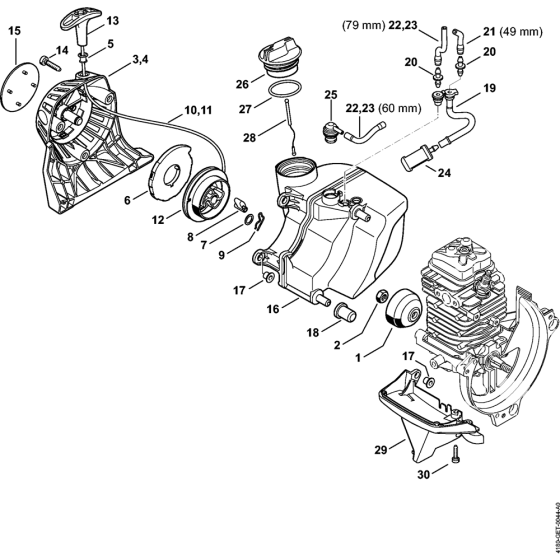 Rewind starter, Fuel tank for Stihl KM111R KombiEngine