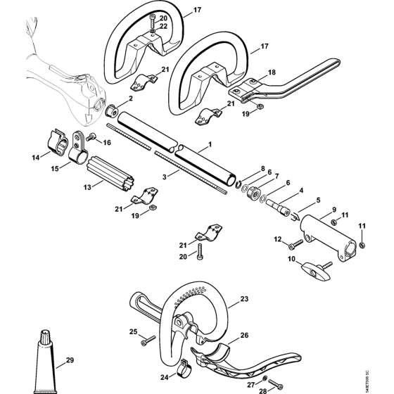 Drive tube assembly, Loop handle for Stihl KM56C KM56RC KombiEngine