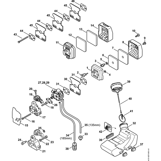 Air filter, Fuel tank for Stihl KM85 KM85R KombiEngine