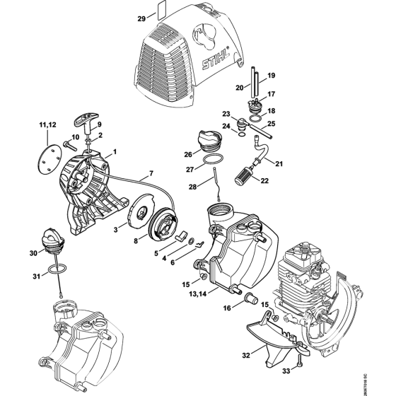 Rewind starter, Fuel tank for Stihl KM90 KM90R KombiEngine