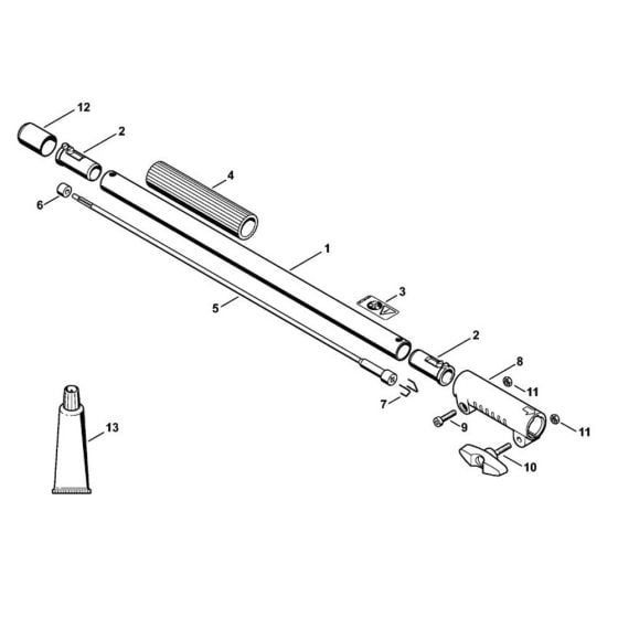 Drive tube extension 0.5 m HL-KM 0 deg., HL-KM 135 deg., HT-KM, SP-KM for Stihl KM91R KombiEngine