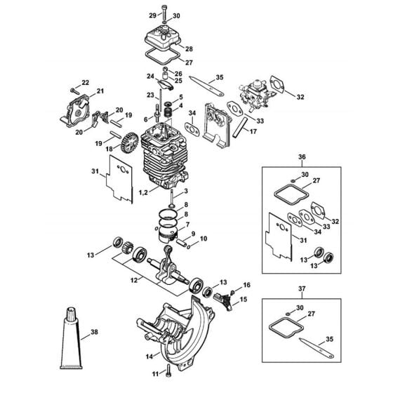 Engine Dia. 38 mm for Stihl KM91R Kombi Engine