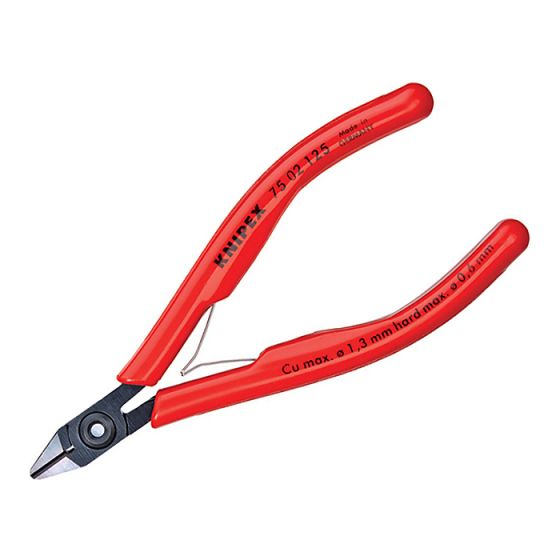 Electronic Diagonal Cut Pliers Extra Slim PVC Grip 125mm by Knipex - 75 02 125 SB