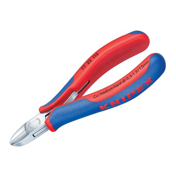 Electronic Diagonal Cut Pliers - Round Non Bevelled 115mm by Knipex - 77 22 115 SB