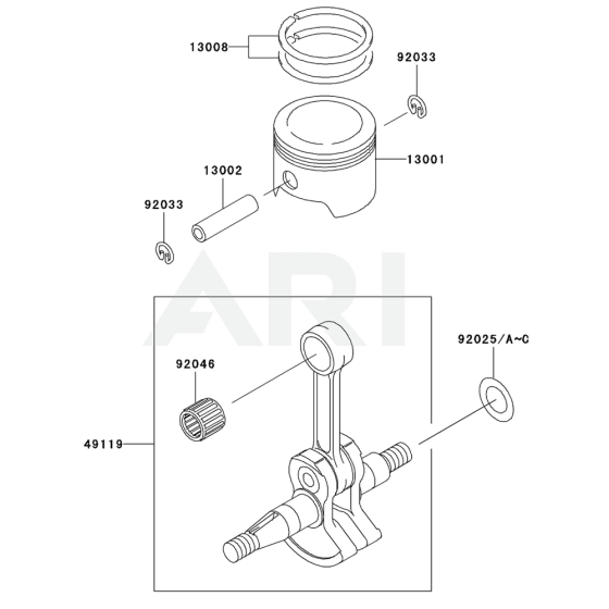 Piston / Crankshaft for Kawasaki KRB400A Blower