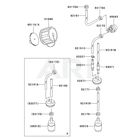 Fuel Tank / Fuel Valve for Kawasaki KRB400A Blower