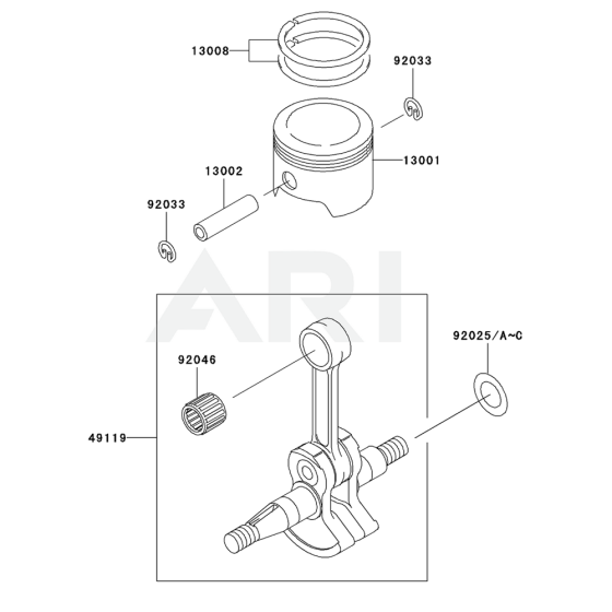 Piston / Crankshaft for Kawasaki KRB400B Blower