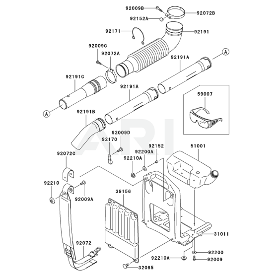 Frame / Coupling for Kawasaki KRB400B Blower