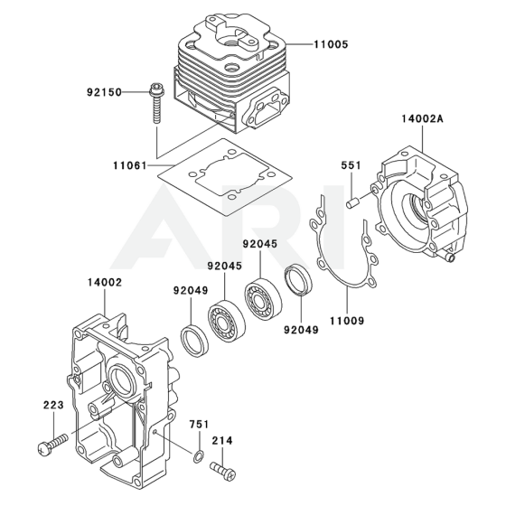 Cylinder / Crankcase for Kawasaki KRB450BC Blower