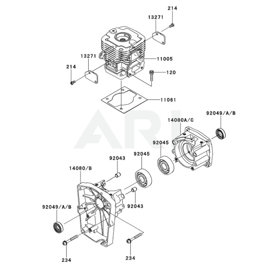 Cylinder / Crankcase for Kawasaki KRB650B Blower