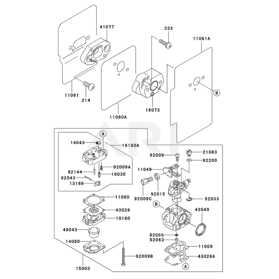 Carburettor for Kawasaki KRB700B Blower