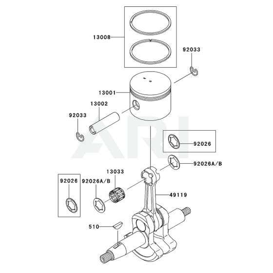 Piston / Crankshaft for Kawasaki KRB750BC Blower