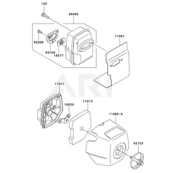 Air Filter / Muffler for Kawasaki KRH300A Blower