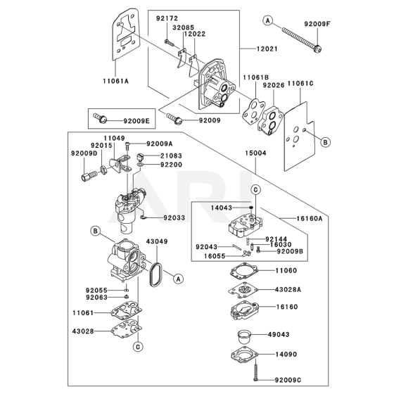 Carburettor for Kawasaki KRH300A Blower