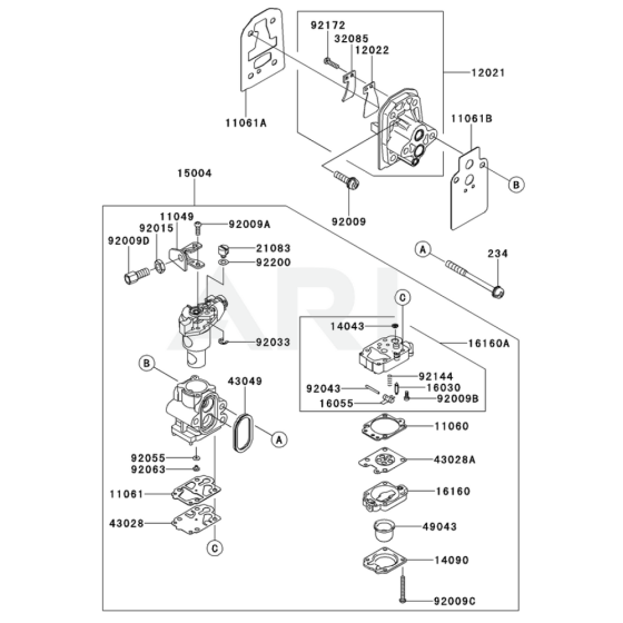 Carburettor for Kawasaki KTFR27A String Trimmers