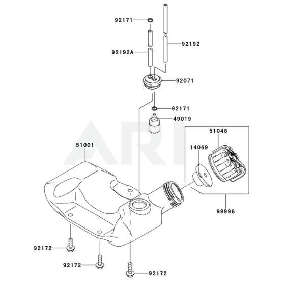 Fuel Tank / Fuel Valve for Kawasaki KTFR27A String Trimmers