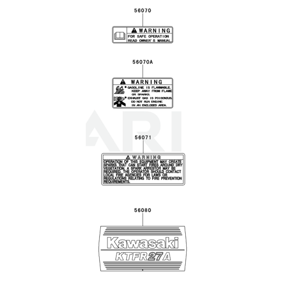 Label for Kawasaki KTFR27A String Trimmers