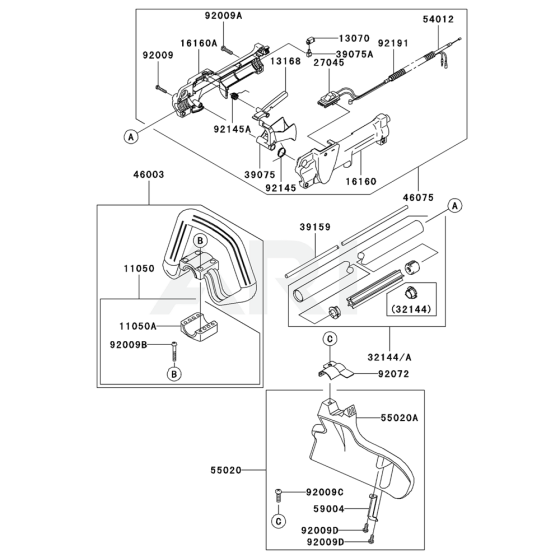 Pipe / Handle / Guard for Kawasaki KTR26AC String Trimmers