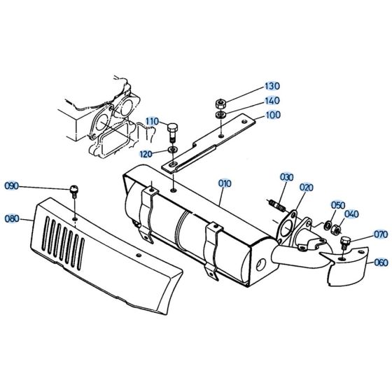 Muffler Assembly for Kubota AT60 Tiller