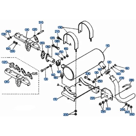 Muffler Assembly for Kubota KH101 Mini Excavator