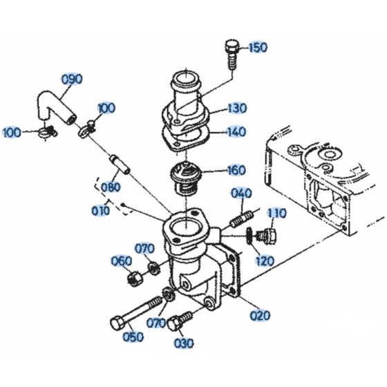 Water Flange Assembly for Kubota KH101 Mini Excavator