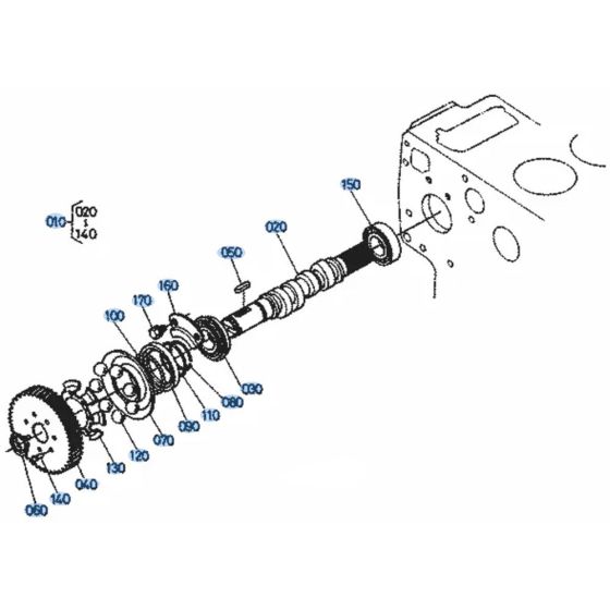 Injection Pump Camshaft Assembly for Kubota KH101 Mini Excavator