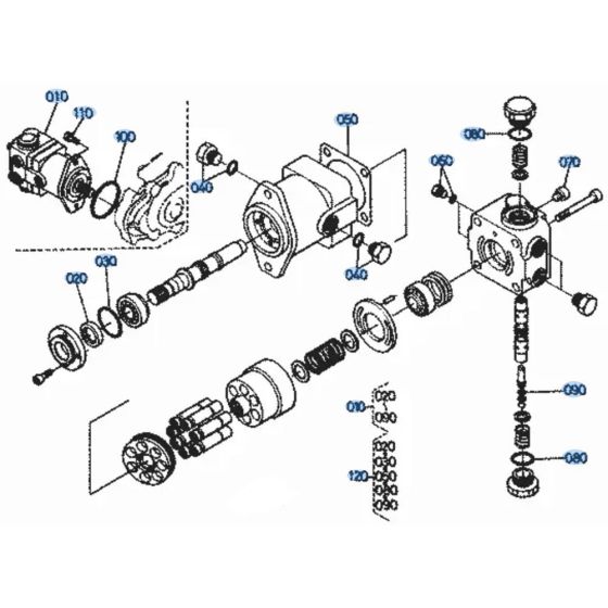 Drive Motor Assembly for Kubota KH101 Mini Excavator