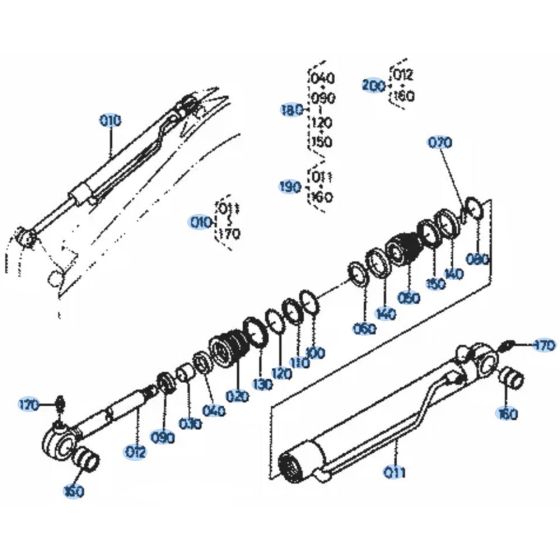 Arm Cylinder Assembly for Kubota KH101 Mini Excavator