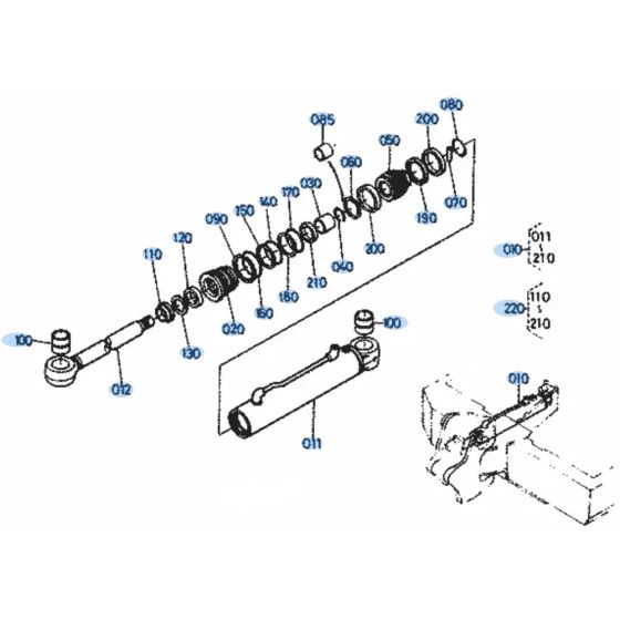 Swing Cylinder Assembly for Kubota KH101 Mini Excavator