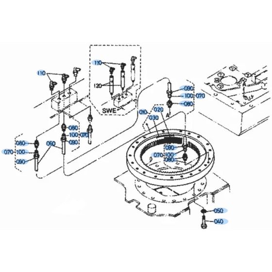 Swivel Bearing Assembly for Kubota KH101 Mini Excavator