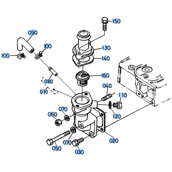 Water Flange Assembly for Kubota KH151 Mini Excavator