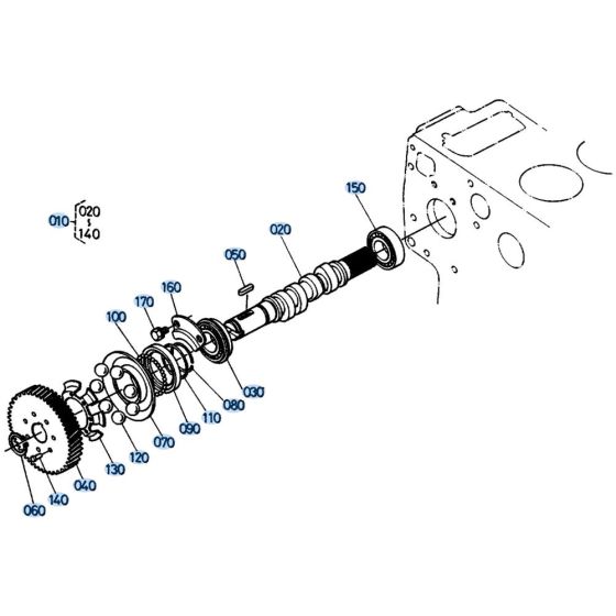 Injection Pump Camshaft Assembly for Kubota KH151 Mini Excavator
