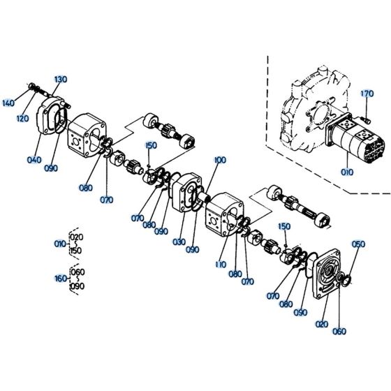 Gear Pump Assembly for Kubota KH151 Mini Excavator