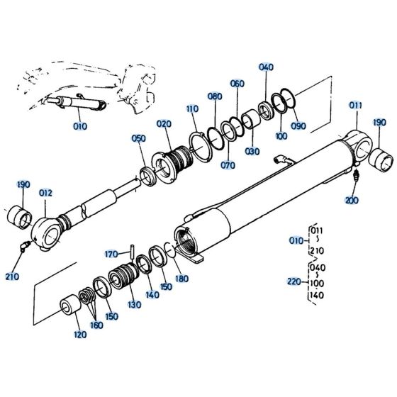 Boom Cylinder Assembly for Kubota KH151 Mini Excavator