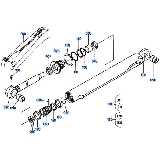 Arm Cylinder Assembly for Kubota KH151 Mini Excavator