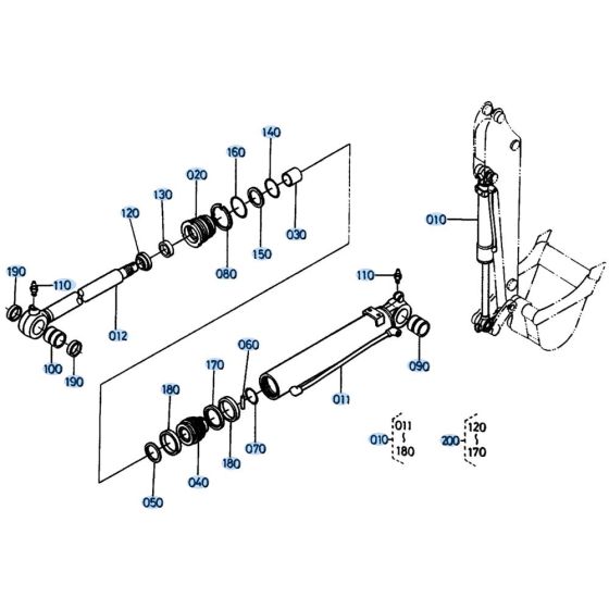 Bucket Cylinder Assembly for Kubota KH151 Mini Excavator