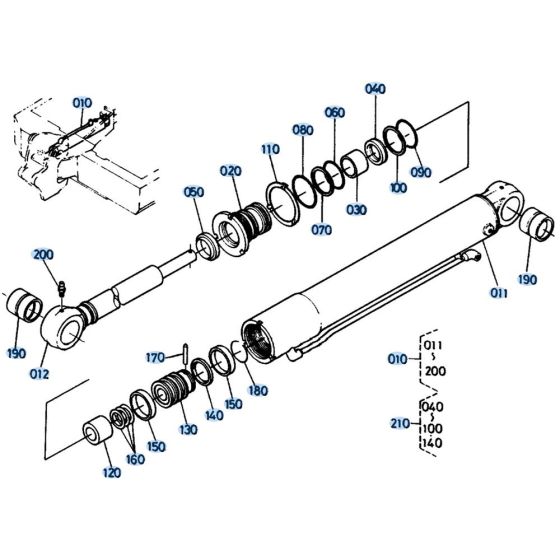 Swing Cylinder Assembly for Kubota KH151 Mini Excavator
