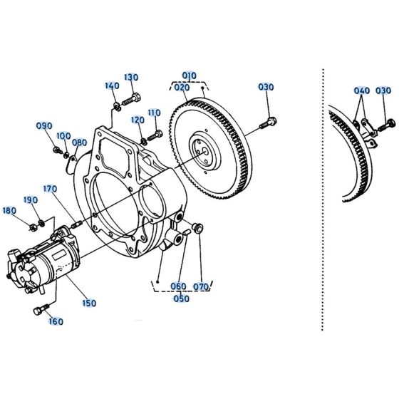 Flywheel Assembly for Kubota KH151 Mini Excavator