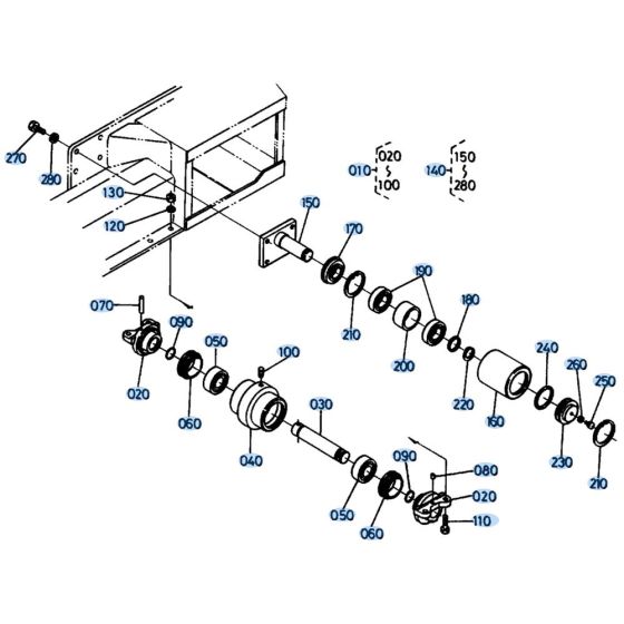 Track Roller (Rubber) Assembly for Kubota KH151 Mini Excavator