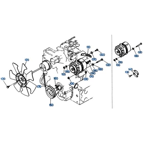 Fan Assembly for Kubota KH151 Mini Excavator