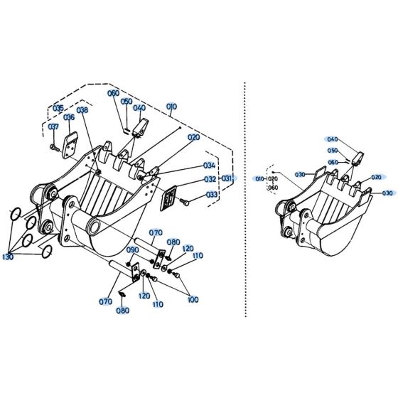 Bucket Assembly for Kubota KH191 Mini Excavator