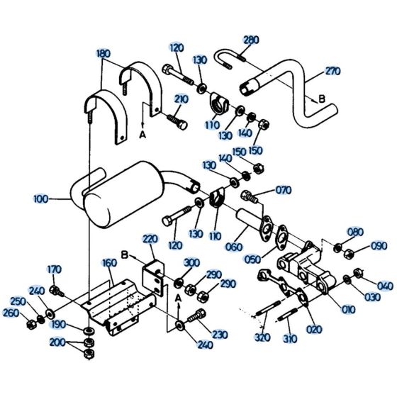 Exhaust Assembly for Kubota KH61 Mini Excavator