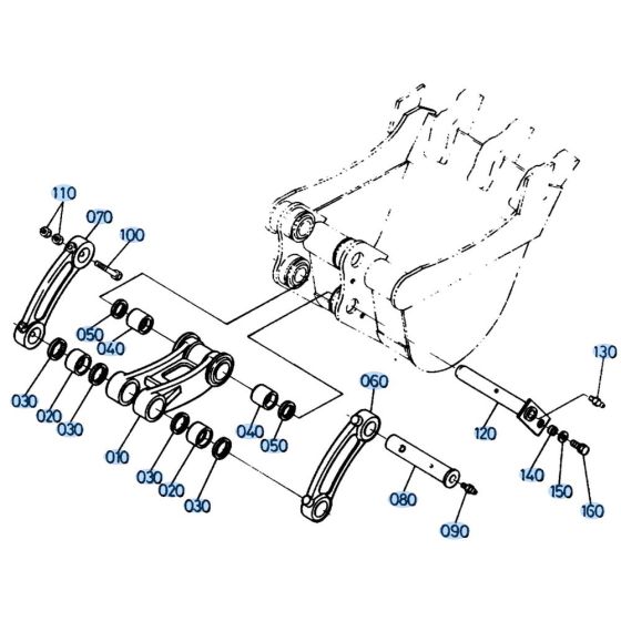 Bucket Link Assembly for Kubota KH61 Mini Excavator