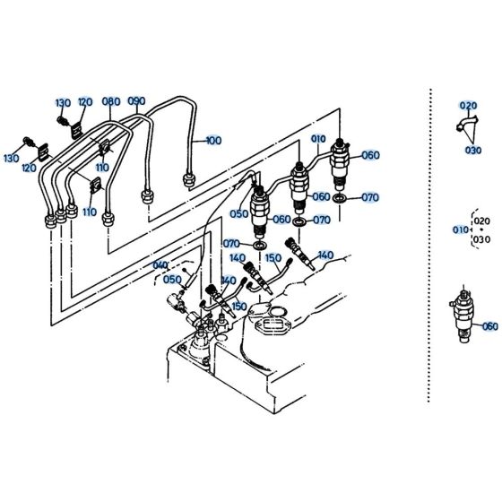 Glow Plug Nozzle Holder Assembly for Kubota KH61 Mini Excavator