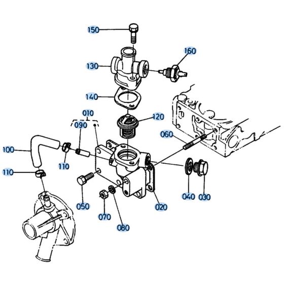 Water Flange Assembly for Kubota KH61 Mini Excavator
