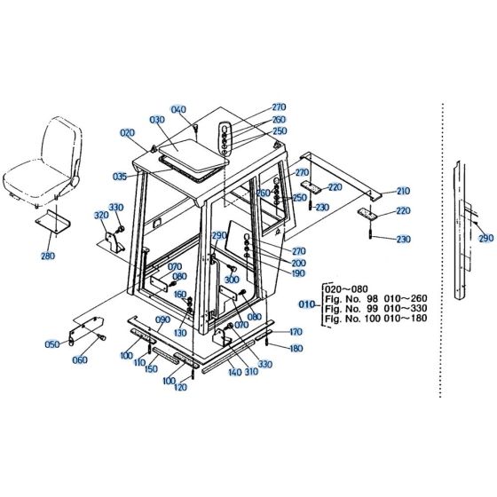 Cabin Assembly for Kubota KH61 Mini Excavator