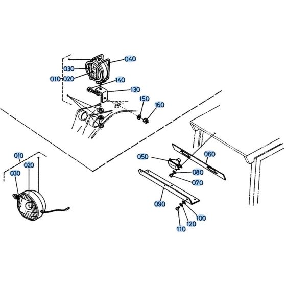 Light Assembly for Kubota KH61 Mini Excavator