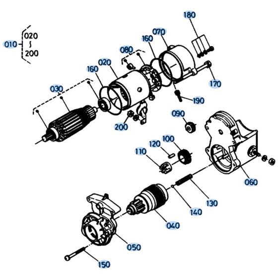 Starter Assembly for Kubota KH61 Mini Excavator